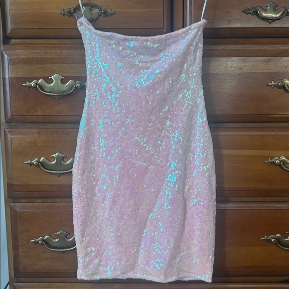 Fashion Nova Sequin Pink Streetwear Tight Short Dress - Picture 7 of 8